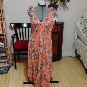 Floral Peach Maxi Dress